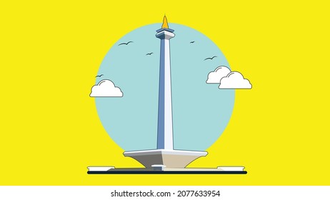 Monas Vector Jakarta City Landmark Lanscape