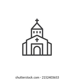 Monastery building line icon. linear style sign for mobile concept and web design. Church outline vector icon. Symbol, logo illustration. Vector graphics