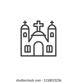 Monastery building outline icon. linear style sign for mobile concept and web design. Christian church tower simple line vector icon. Symbol, logo illustration. Pixel perfect vector graphics