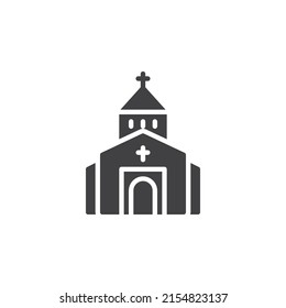 Monastery building vector icon. filled flat sign for mobile concept and web design. Church glyph icon. Symbol, logo illustration. Vector graphics