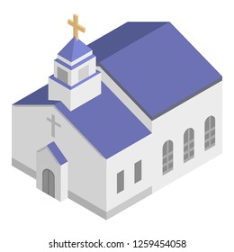 Monastery church icon. Isometric of monastery church vector icon for web design isolated on white background