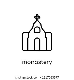 Monastery icon. Trendy modern flat linear vector Monastery icon on white background from thin line Religion collection, editable outline stroke vector illustration