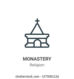 Monastery outline vector icon. Thin line black monastery icon, flat vector simple element illustration from editable religion concept isolated on white background