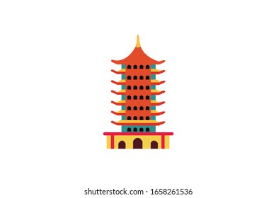 Monastery Public Place Vector Illustration