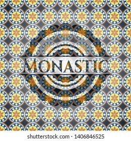 Monastic arabesque emblem background. arabic decoration.