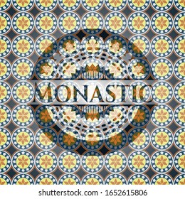 Monastic arabic badge background. Arabesque decoration.