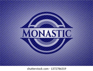 Monastic jean or denim emblem or badge background