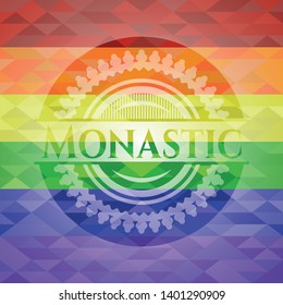 Monastic lgbt colors emblem. Vector Illustration. Mosaic.