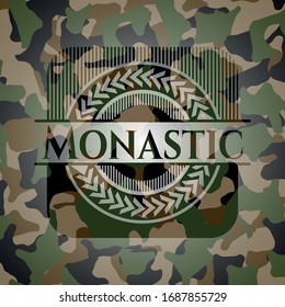 Monastic on camo texture. Vector Illustration. Detailed.