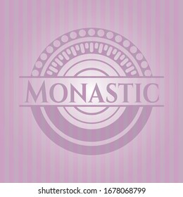 Monastic pink emblem. Vector Illustration. Detailed.