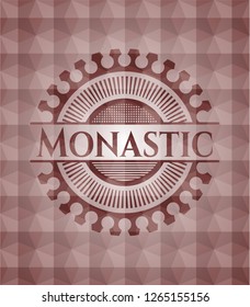 Monastic red seamless geometric emblem.