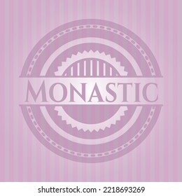 Monastic retro pink emblem. Conceptual design.