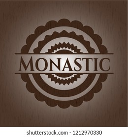 Monastic retro wooden emblem