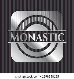 Monastic silvery shiny badge. Vector Illustration. Mosaic.