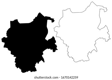 Monchengladbach City (Federal Republic of Germany, North Rhine-Westphalia) map vector illustration, scribble sketch City of Monchengladbach map