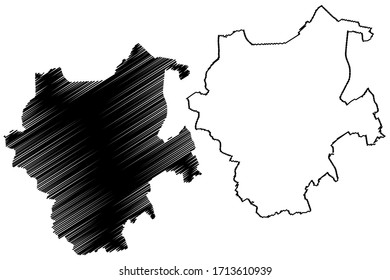 Monchengladbach City (Federal Republic of Germany, North Rhine-Westphalia) map vector illustration, scribble sketch City of Monchengladbach map