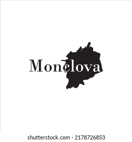 Monclova map and black lettering design on white background