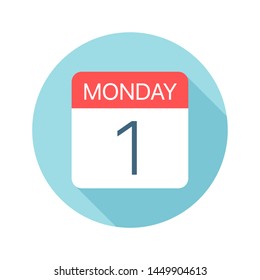 Monday 1 - Calendar Icon - Vector Illustration