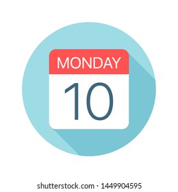 Monday 10 - Calendar Icon - Vector Illustration