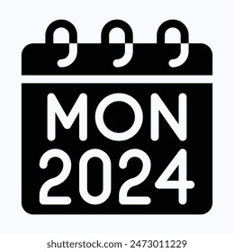 Monday 2024 Calendar, Vector Calendar. 