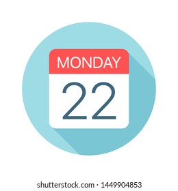Monday 22 - Calendar Icon - Vector Illustration