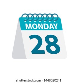 Monday 28 - Calendar Icon - Vector Illustration