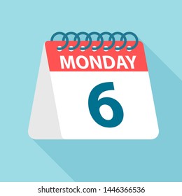 Monday 6- Calendar Icon - Vector Illustration
