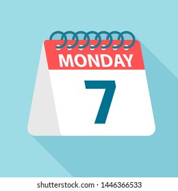 Monday 7 - Calendar Icon - Vector Illustration