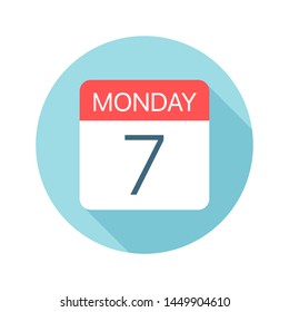 Monday 7 - Calendar Icon - Vector Illustration