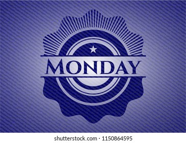 Monday badge with denim texture