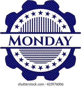 Insignia de lunes con textura de denim
