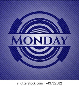 Monday badge with jean texture