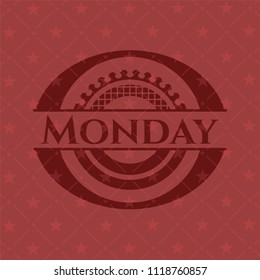 Monday badge with red background