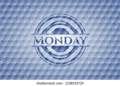 Monday blue polygonal emblem.