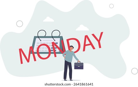 Monday blues, fatigue and fear of routine office work, depression or sadness, drowsiness and disappointment on Monday morning. character life .