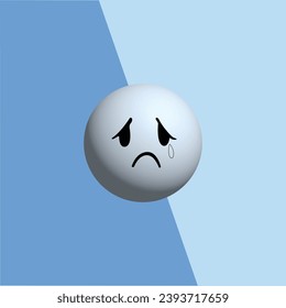 Monday blues, tired and fear of routine office work, depression. Blue Monday concept. Realistic 3d object cartoon style. Vector colorful illustration.