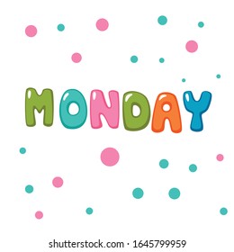 monday calendar day card design vector