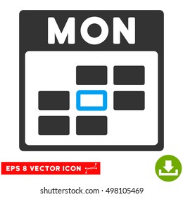 Monday Calendar Grid icon. Vector EPS illustration style is flat iconic bicolor symbol, blue and gray colors.