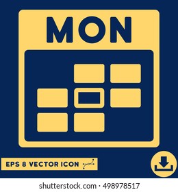 Monday Calendar Grid icon. Vector EPS illustration style is flat iconic symbol, yellow color.