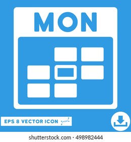 Monday Calendar Grid icon. Vector EPS illustration style is flat iconic symbol, white color.
