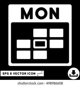 Monday Calendar Grid icon. Vector EPS illustration style is flat iconic symbol, white color.