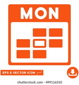 Monday Calendar Grid icon. Vector EPS illustration style is flat iconic symbol, orange color.