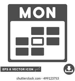 Monday Calendar Grid icon. Vector EPS illustration style is flat iconic symbol, gray color.