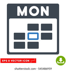 Monday Calendar Grid icon. Vector EPS illustration style is flat iconic bicolor symbol, smooth blue colors.