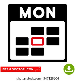 Monday Calendar Grid icon. Vector EPS illustration style is flat iconic bicolor symbol, intensive red and black colors.