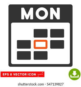 Monday Calendar Grid icon. Vector EPS illustration style is flat iconic bicolor symbol, orange and gray colors.