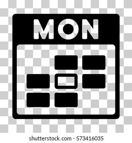 Monday Calendar Grid icon. Vector illustration style is flat iconic symbol, black color, transparent background. Designed for web and software interfaces.