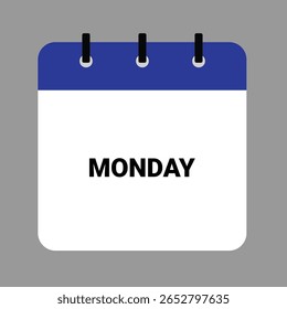 Icono del calendario del LUNES - Fondo blanco. Icono de calendario de Vector que muestra el diseño del mes.
