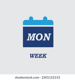 Monday calendar isolated icon, MON week day vector symbol with editable stroke