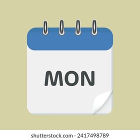 Monday calendar Leaf. Calendar with the date of Monday. 